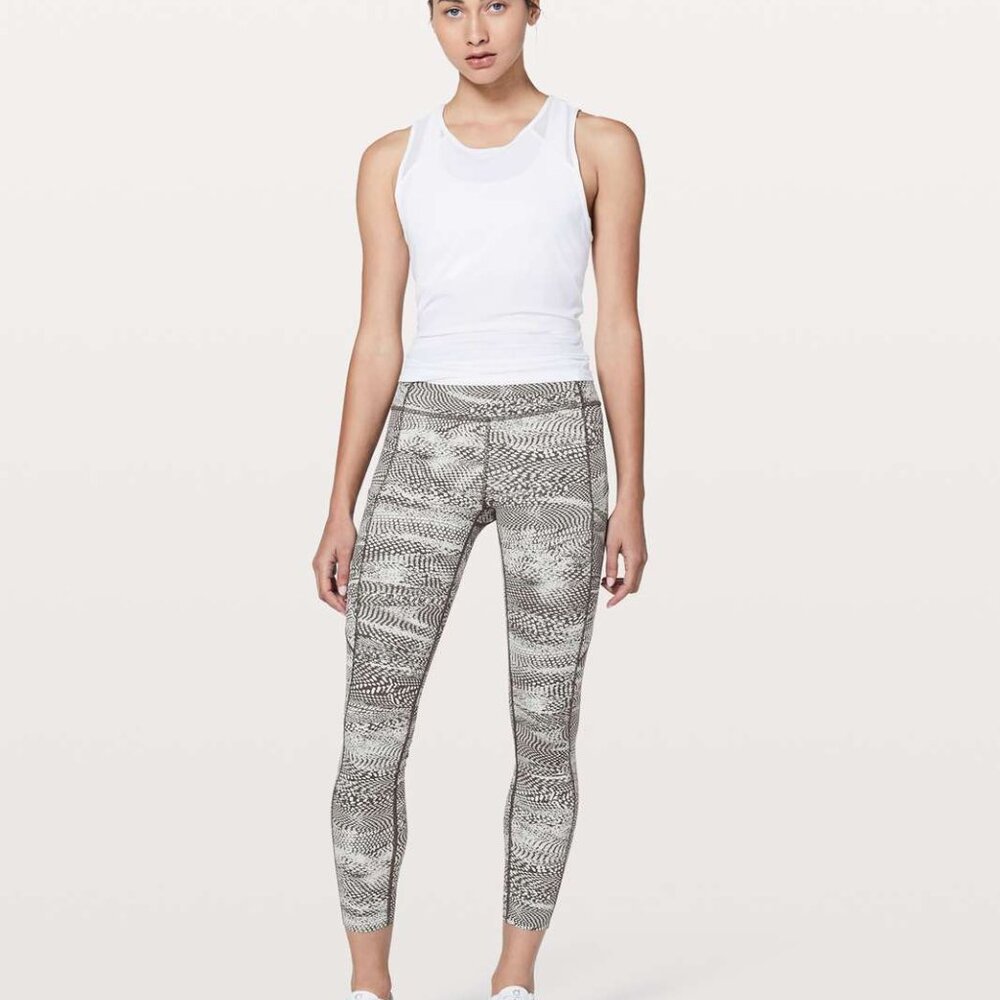 Lululemon Fast & Free 7/8 Tight II Nulux 25" - Size 2 - Gray pattern